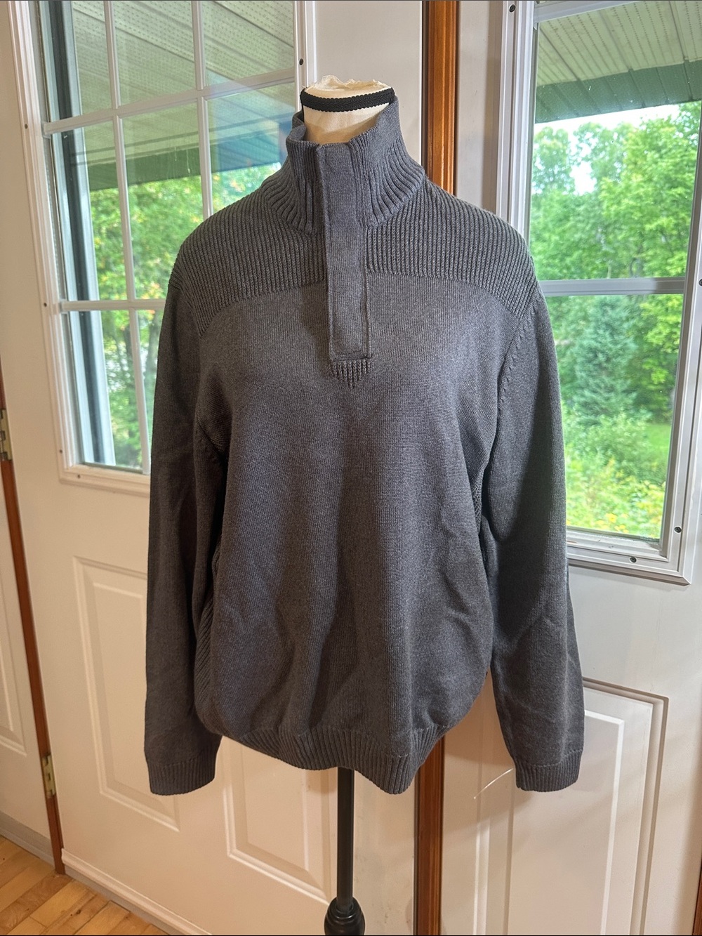 Hugo Boss Men's Charcoal Zip-Neck Pullover Sweater